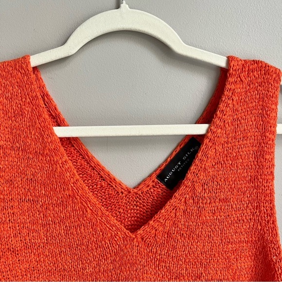 Vintage Knit Sweater Vest Women's Large Stretchy Orange Beachy Coastal‎ Cottage - Picture 9 of 12
